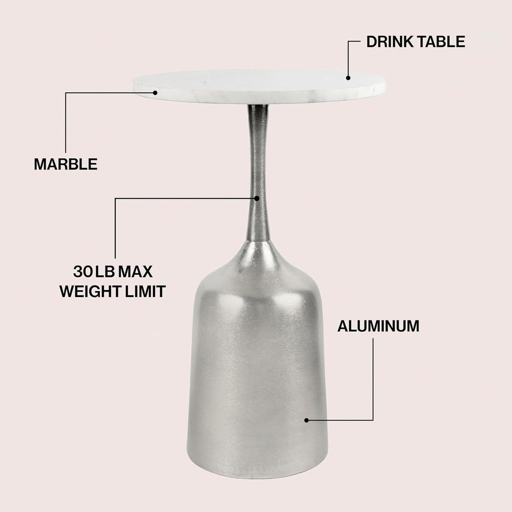 Eyely DNE4002A Noa 20.25" Classic Designer Metal Drink Table and Decorat...