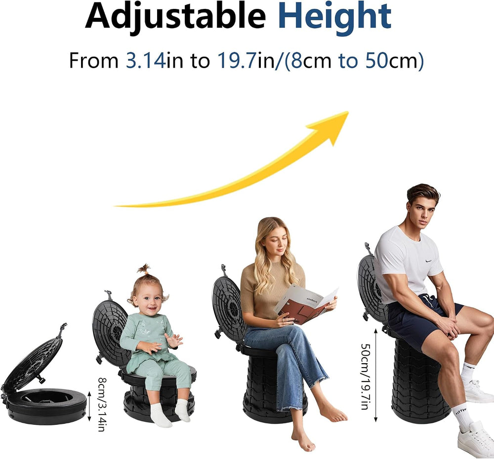 XXL Portable Toilet for Camping,19.7" H Adjustable Folding Toilet with L...