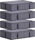 TYEERS Under Bed Storage Containers, Durable Fabric, Washable, Collapsible, Under Bed Storage Bins for Clothes, Blankets, Sheets, Shoes, 27.5x16.5x7 Inches, 4-Pack, Dark Grey