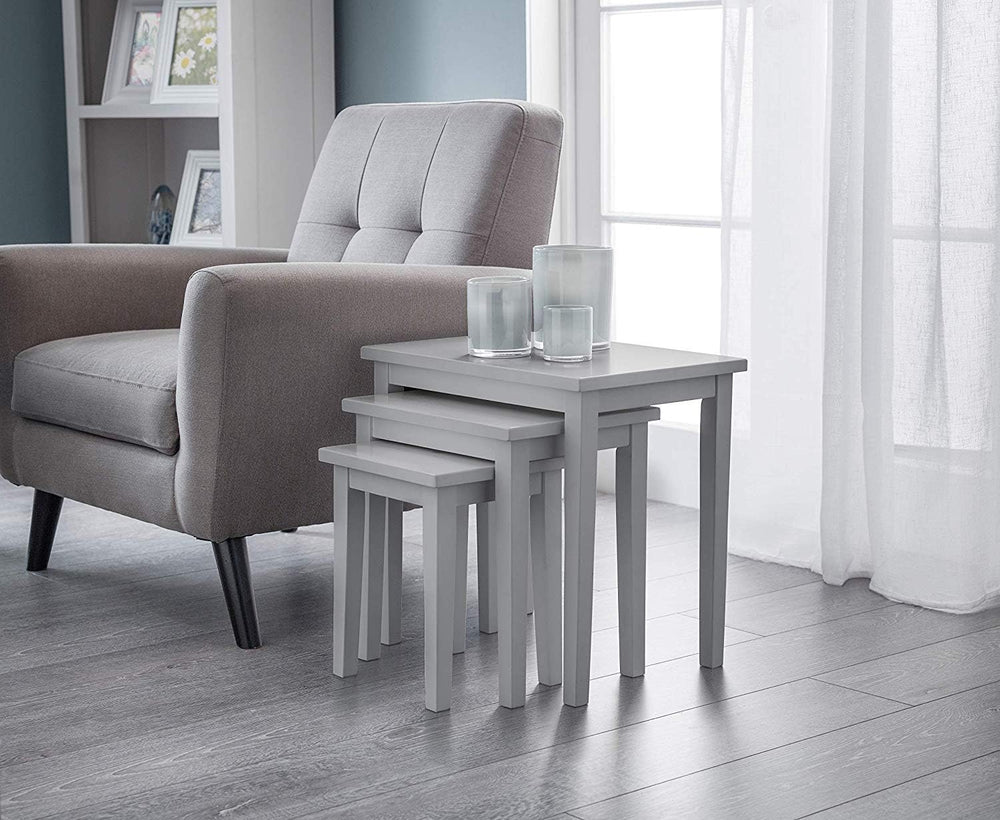 Julian Bowen Cleo Nest of Tables, Set of 3, Grey - H46 x W48 x D33cm | Contem...