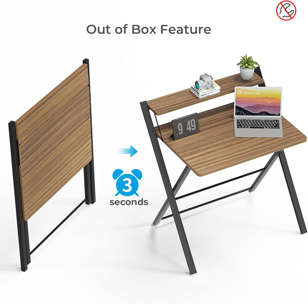 GreenForest End Table Portable Small Desk, Walnut