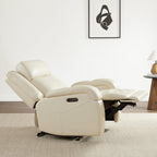 Watson & Whitely Genuine Leather Wall Hugger Power Recliner, Cream | Recliner Chair for Adults, Power Headrest, USB/Type-C Charging Ports, Electric Reclining Sofa Chair for Living Room, RV