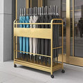 Entryway Movable Commercial Umbrella Stand Large Capacity Metal Umbrellas Holder Heavy Duty Umbrella Frame with Removable Drip Tray & Wheels for Home, Hotel, Office.(Gold,100x20x70CM/39.4x7.9x27.6IN)