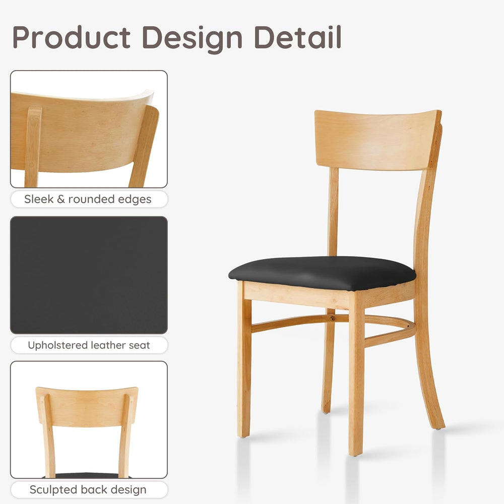 Livinia Mint Dining Chair Set of 2, Solid Malaysian Oak PU Leather Upholstere...