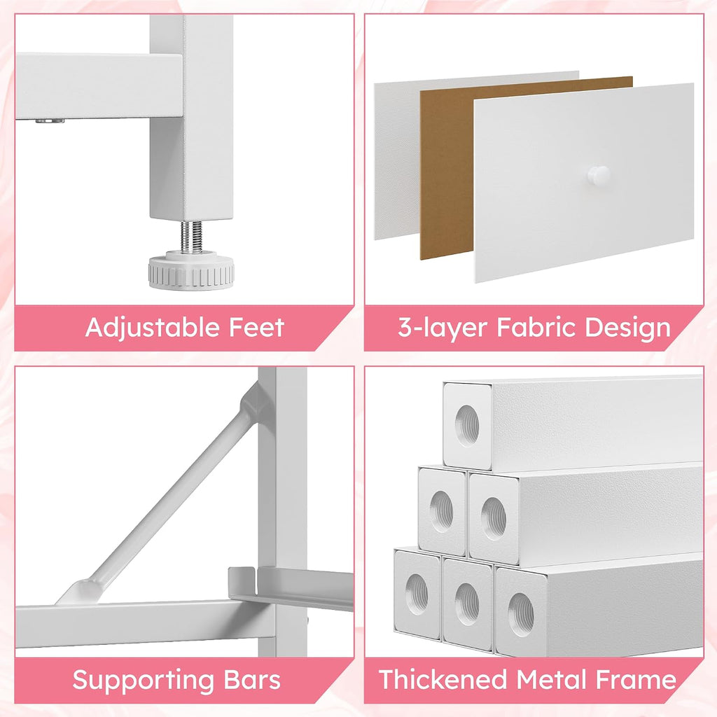 Bepatio Dresser for Bedroom with 12 Drawers, Fabric Dressers & Chest of Drawers with Sturdy Metal Frame, Wood Top, for Woman, 38.9" W x 11.8" D x 40.1" H (White)