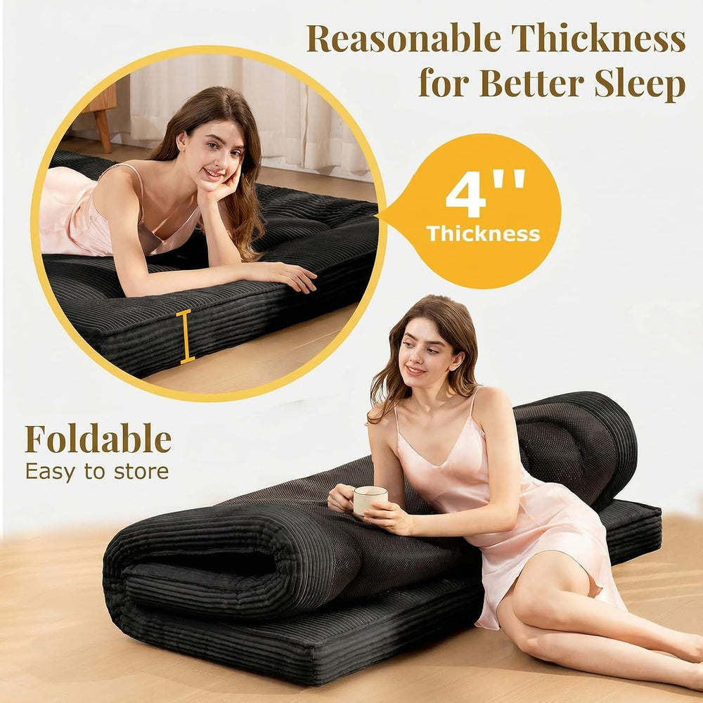 cidludto Japanese Futon Mattress Full Size Foldable, 4" Floor Mattress F...