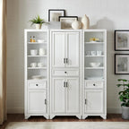Maykoosh 3-Piece Pantry Set with Cabinets - Distressed White - Adjustable Shelves - 59.75" W x 15" D x 67.75" H