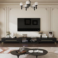 FAMAPY Modern TV Console Extendable Media Console, Adjustable Length, Contemporary Entertainment Center with Drawers and Legs, for Living Room Black and Gold (95”-133.9”W x 15.2”D x 13.1”H)