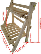 2 Tier Wooden Ladder Shelf for Table Shelf Unit 34x18x35cm Foldable Standing Simple Style Trapezoidal Flower Ladder Stand for Garden Living Room Bedroom
