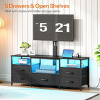 HOOBRO TV Stand with Mount and Power Outlet, for 32/45/55/60/65 inch TVs, Swivel Led Entertainment Center with Drawers, Adjustable Media Console for Living Room, Bedroom, Black BB130UDDS01