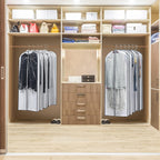 MsKitchen Hanging Clothes Storage with 4" Gusseted Garment Covers (Set of 6) - Clear Suit, Gown, Long Coat, Dress Protectors for Closet - 24"x 50"x 4" / 6 Pack