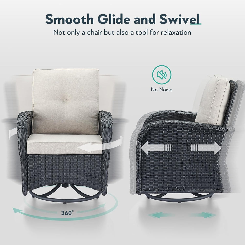 Outdoor Swivel Glider Rocker Chairs Set- 5 Piece Patio Furniture Set, Patio B...