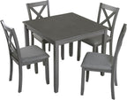LUMISOL 5-Piece Wooden Dining Table Set with 4 Chairs, Kitchen Table Set for 4 People, Farmhouse Table and Chairs Set for Living Roo, Kitchen, Dining Room, Grey