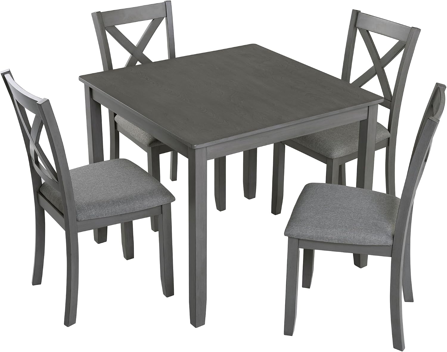 LUMISOL 5-Piece Wooden Dining Table Set with 4 Chairs, Kitchen Table Set for 4 People, Farmhouse Table and Chairs Set for Living Roo, Kitchen, Dining Room, Grey