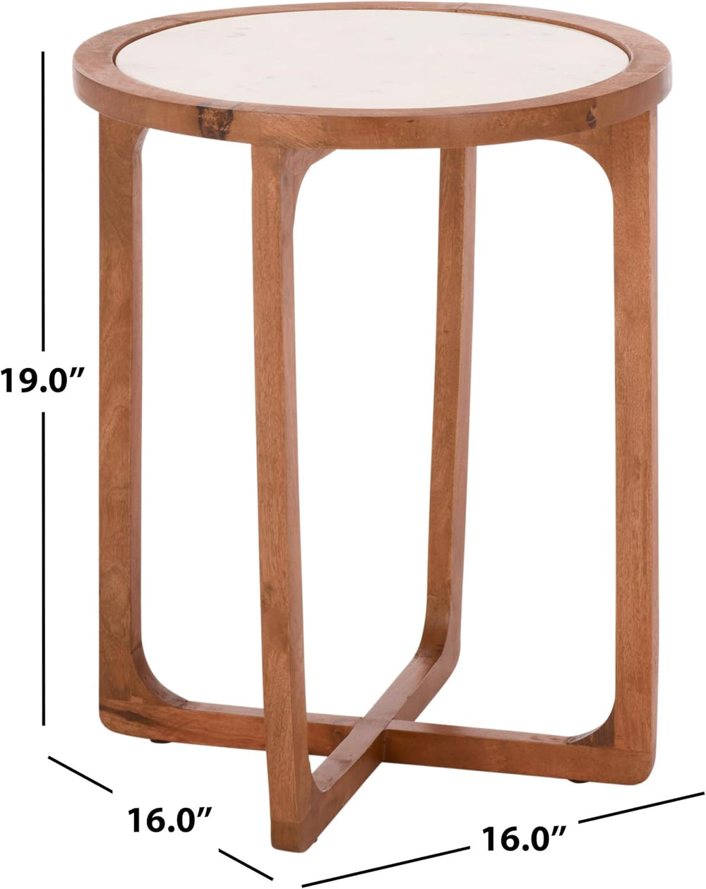 SAFAVIEH Home Collection – Minori Walnut Solid Wood & White Marble Round ...