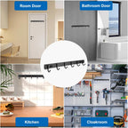 2 Pack Coat Rack Wall Mount, 12.6 in Wall Hooks for Hanging, 6 Coat Hooks for Hanging Coats Hats Towels Keys and Bags, Closet and Entryway Hanger for Bathroom Bedroom Kitchen (Black)