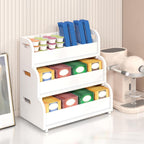 Wisuce Tea Holder for Tea Bags Organizer - White Bamboo Tea Organizer for Tea Bags 3-Tier Stackable Wall Mount Large Capacity Tea Storage Box to Pantry Countertop Kitchen Office