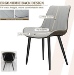 Dining Chairs Set of 4, Leather Modern Kitchen & Dining Room Chairs, Comfortable Upholstered Kitchen Chairs with Metal Legs Armless Side Chairs for Kitchen Restaurant, Light Grey & Dark Grey