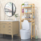 VASMIA Over The Toilet Storage,Bamboo 3-Tier Bathroom Organizer Over Toilet Storage Cabinet,Freestanding Space Saver with 3 Hooks Natural