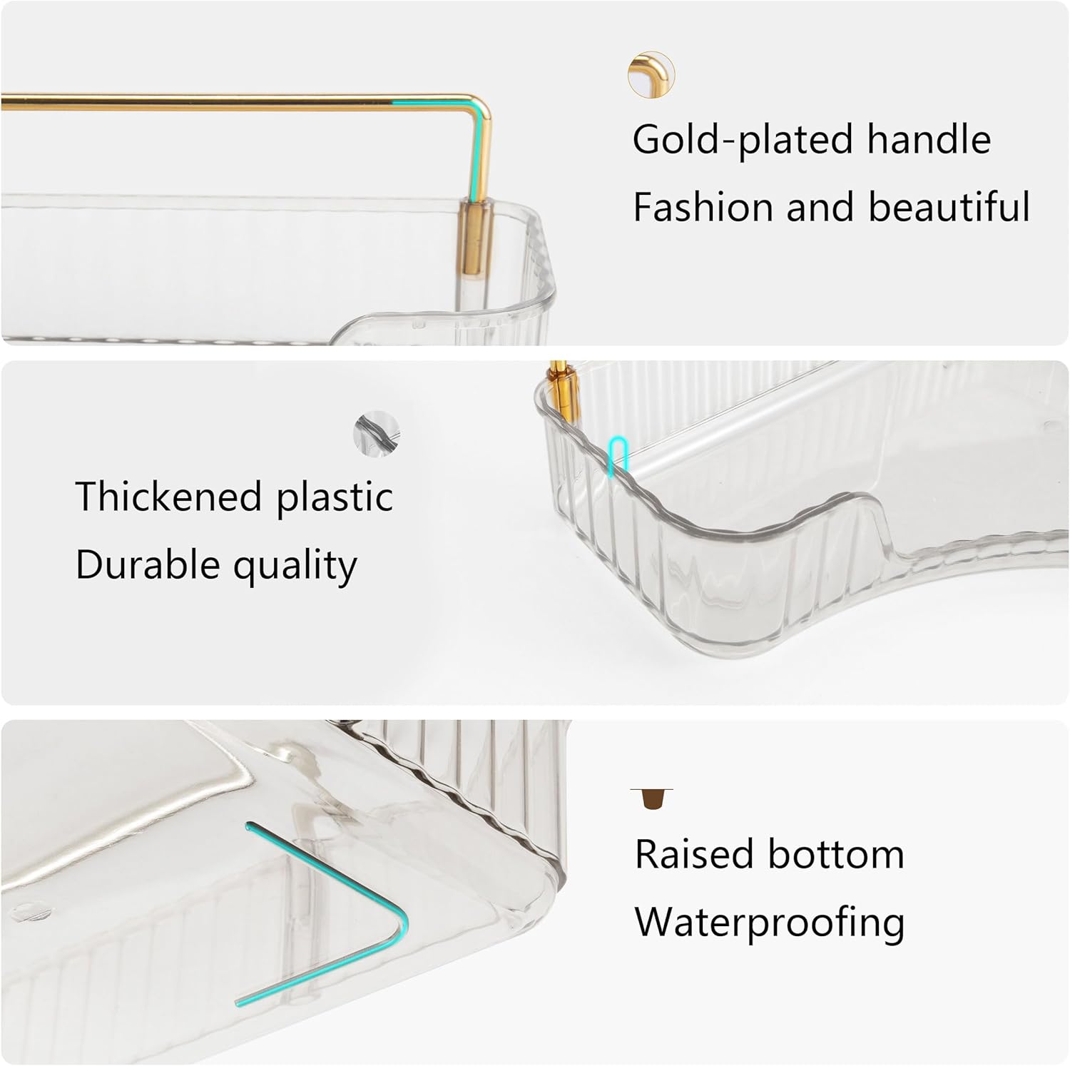 YCIA&DONE Corner Bathroom Counter Organizer, Makeup Organizer for Vanity, Skincare Cosmetic Perfume Tray, Corner Countertop Shelf Rack Storage for Bathroom Kitchen 2 Tiers (Clear White)