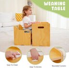 MallBest Montessori Weaning Table and Chair Set-Adjustable seat Height Wooden Toddler Table，Kids Activity Step Stools，Kids Funiture for Eating Drawing Reading