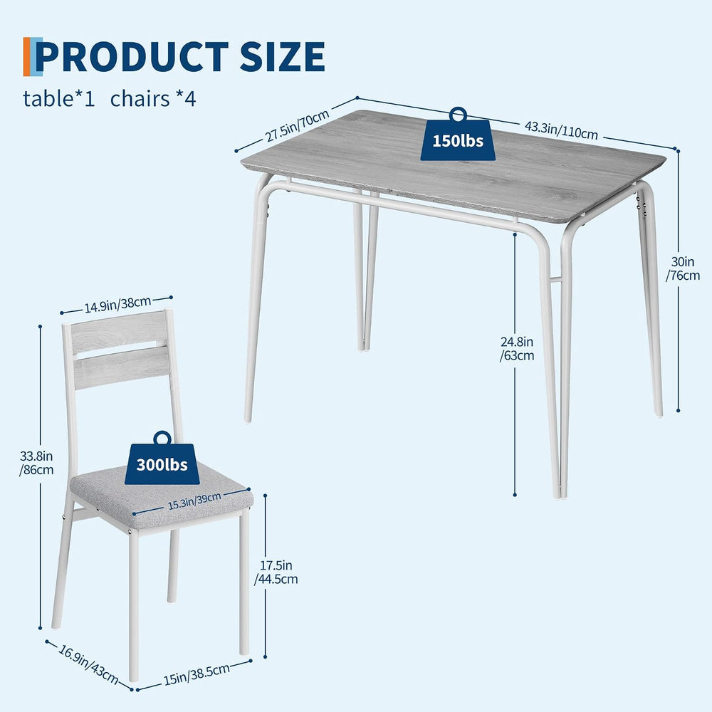 Dining Table for 4, Small Table and Chairs Set of 4, Square Dinette Set for 4...