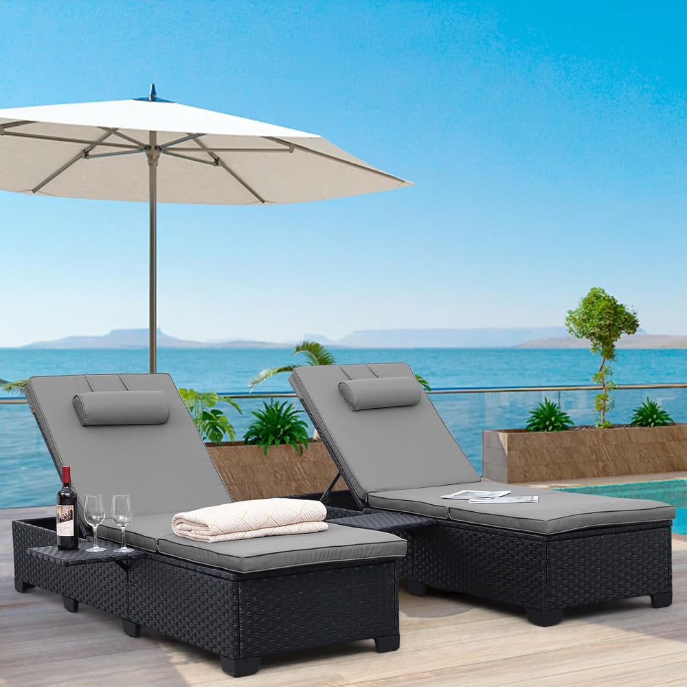 WAROOM Outdoor Chaise Lounge Chairs for Outside Patio Furniture Set of 2 Wick...