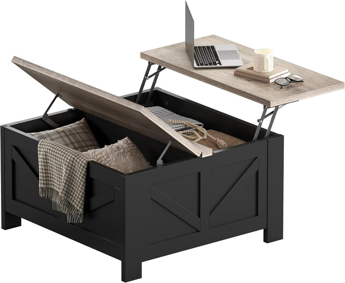 Yaheetech 31.5" Lift Top Coffee Table with Storage Square Black & Gray