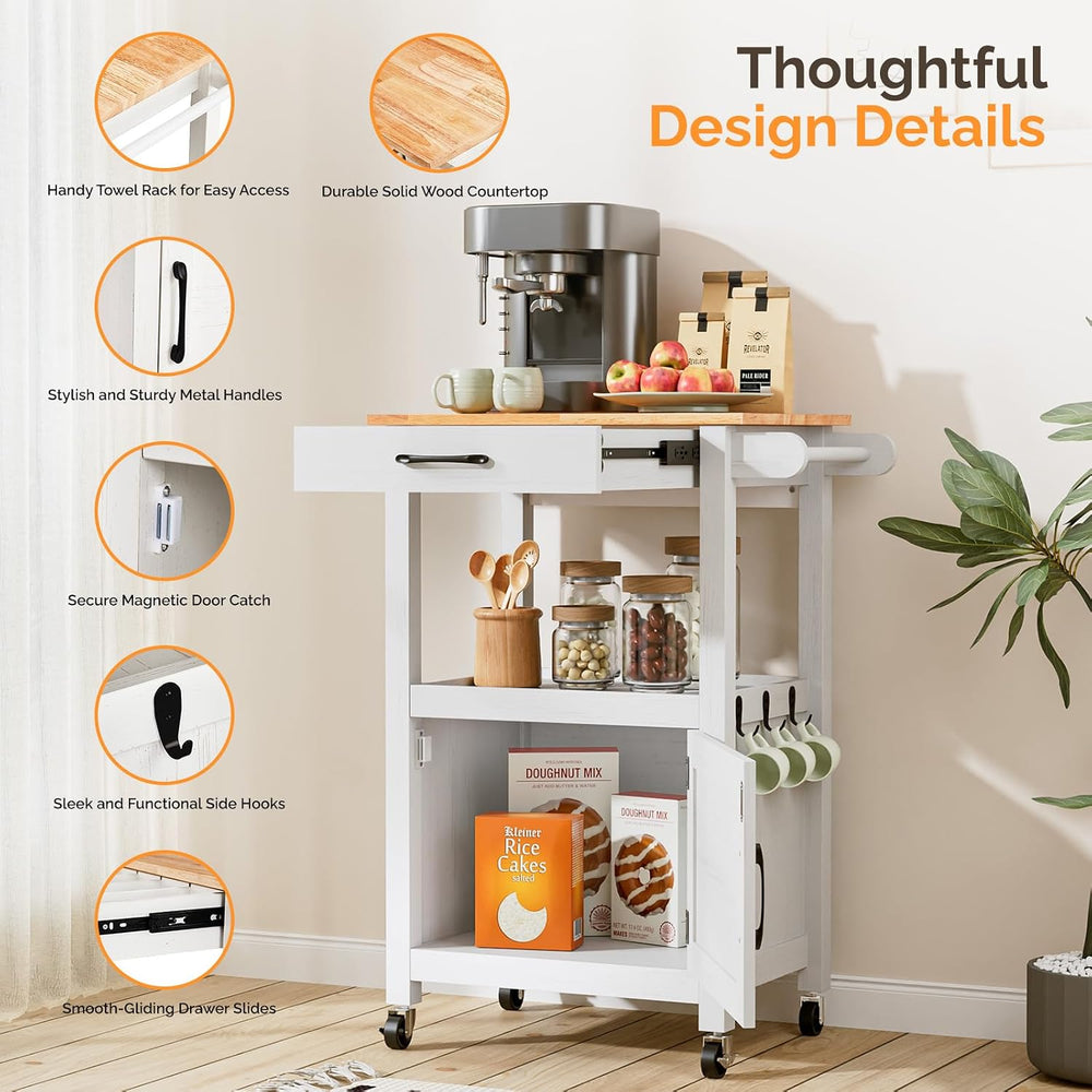 VINGLI Rolling Kitchen Island Cart with Storage Cabinet & Microwave Stand...