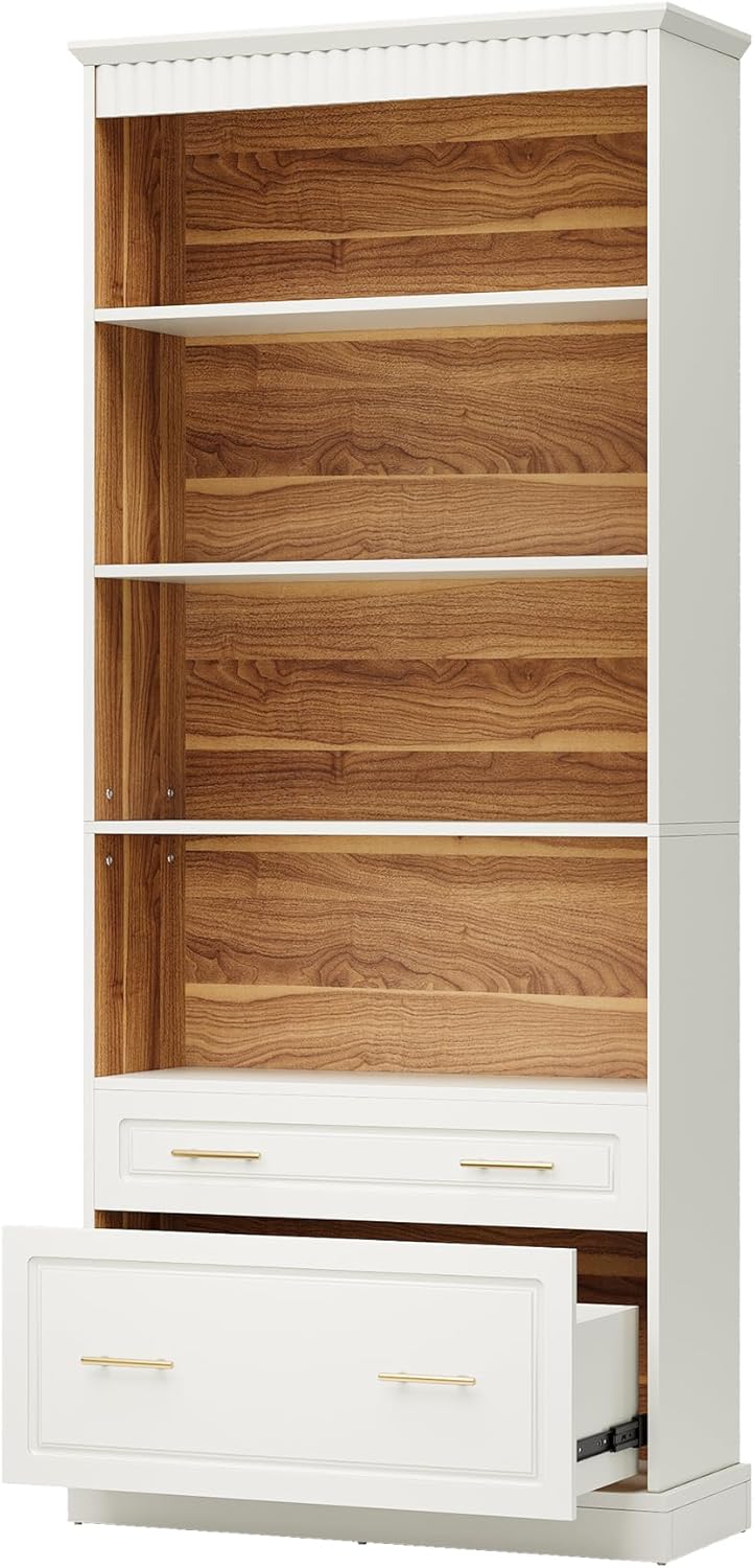 Tribesigns 5-Shelf Bookcase with File Cabinet Drawer, 72" Tall Bookshelf...