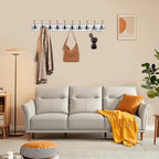 IBosins 34'' Coat Rack Wall Mount with 10 Tri-Hooks, Heavy Duty, Vintage White Color Wood Coat Hanger, Rustic Coat Hooks Rail for Entryway Living Room Coat Scarf Bag Towel Hat