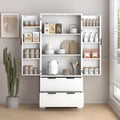 72" Modern Fluted Kitchen Pantry Cabinet with 2 Large Drawers & 8-Door Spice Rack, Freestanding Storage Organizer for Bathroom, Dining Room, Office, Entryway, White