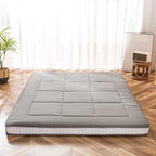 MAXYOYO Futon Mattress, Padded Japanese Floor Mattress Quilted Bed Mattress Topper, Extra Thick Folding Sleeping Pad Breathable Floor Lounger Guest Bed for Camping Couch, Dark Grey, Full