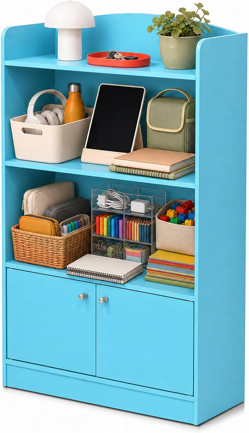 Furinno LOVA Book Shelf, Bookshelf with Storage Cabinet, Bookcase with Door, ...