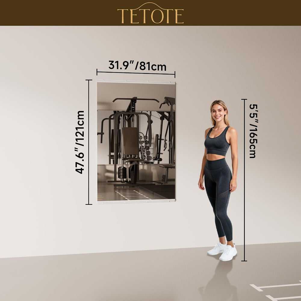 TETOTE Home Gym Mirror for Wall 48" x 32" - 1PC Large Frameless Tem...