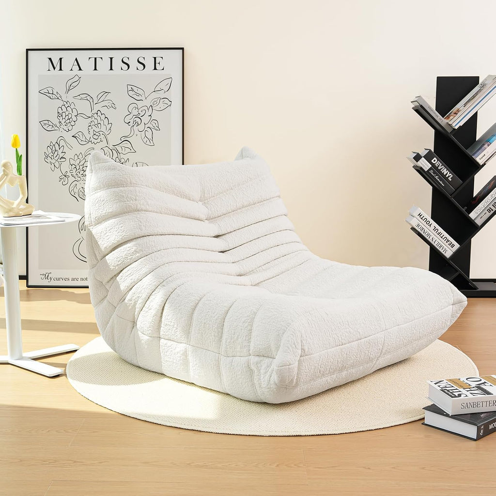 High-end Quality Compressed Bean Bag Chair, Togo Chair Beanbag Sofa, Fireside Chairs with High Resilience Foam Soft Comfy Jacquard Fabric Ergonomic Non-Slip Design for Living Room, Bedroom, Resort