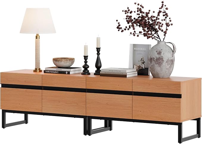 WAMPAT Modern TV Stand for TVs Up to 75 Inch, 2-in-1 Entertainment Center Media Console with Storage Cabinets, TV Console for Living Room, Mocha