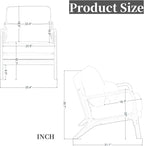 Armchair Upholstered Lounge Chair, Mid-Century Modern Accent Chair with Cushion, Lounge Chair Indoor Reading Chair with Wood Arms, Accent Chair for Living Room, Bedroom Office, Dark Gray