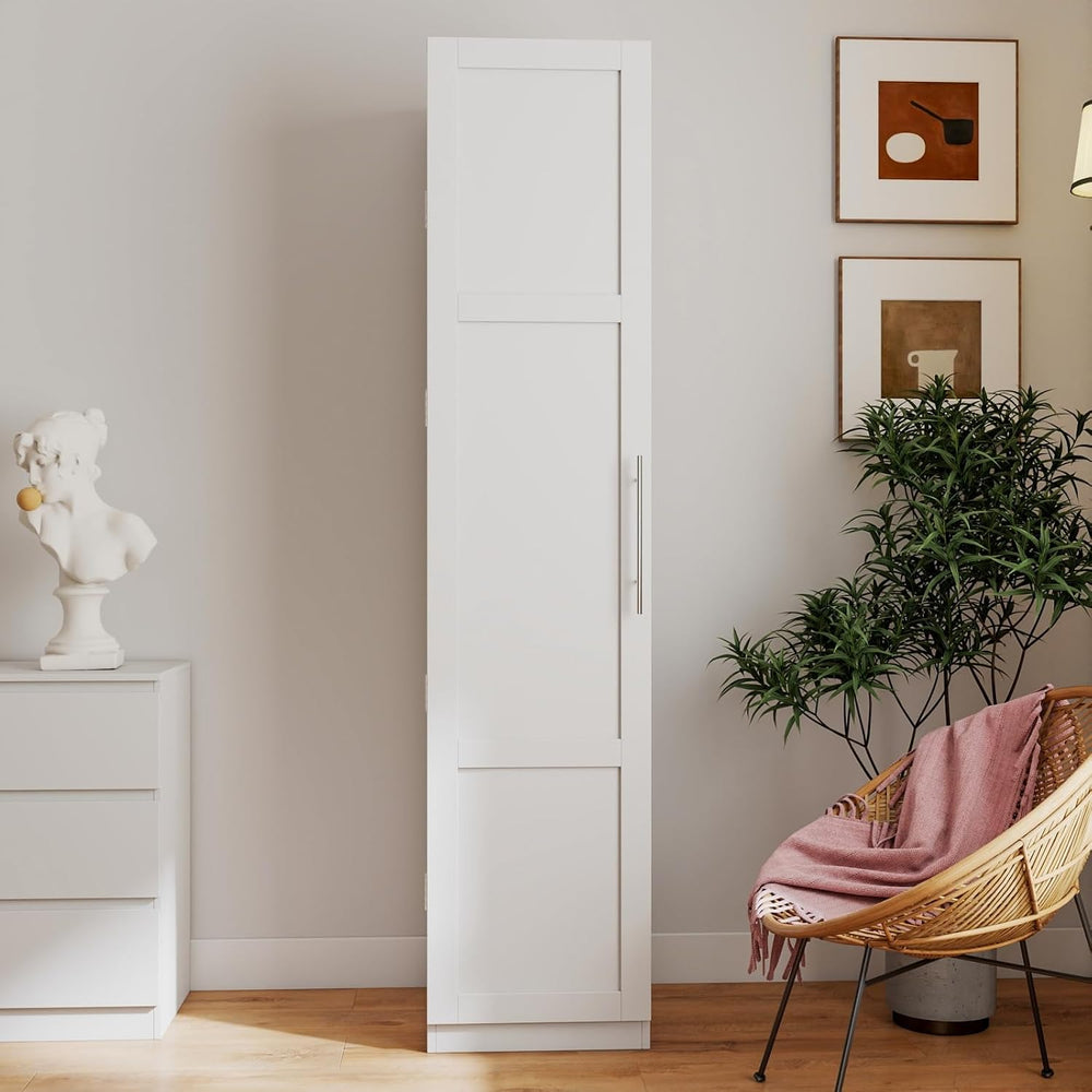 White Kitchen Pantry Cabinet, Freestanding Buffet Cupboard Sideboard with Doo...