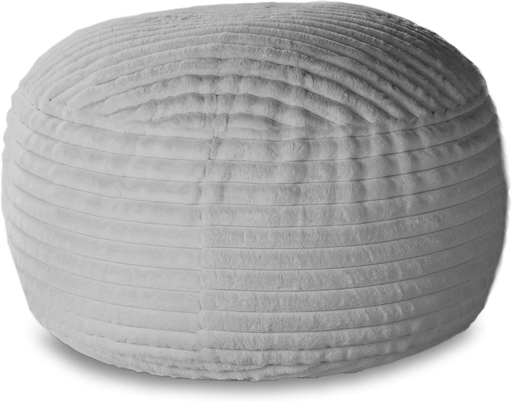 Jaxx 5 Foot Saxx Bean Bag Chair for Adults - Luxe Faux Fur, Mondo Grey