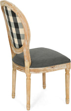 Christopher Knight Home Reed Upholstered Farmhouse Dining Chairs, (Set of 2), Dark Gray + Black Checkerboard + Natural