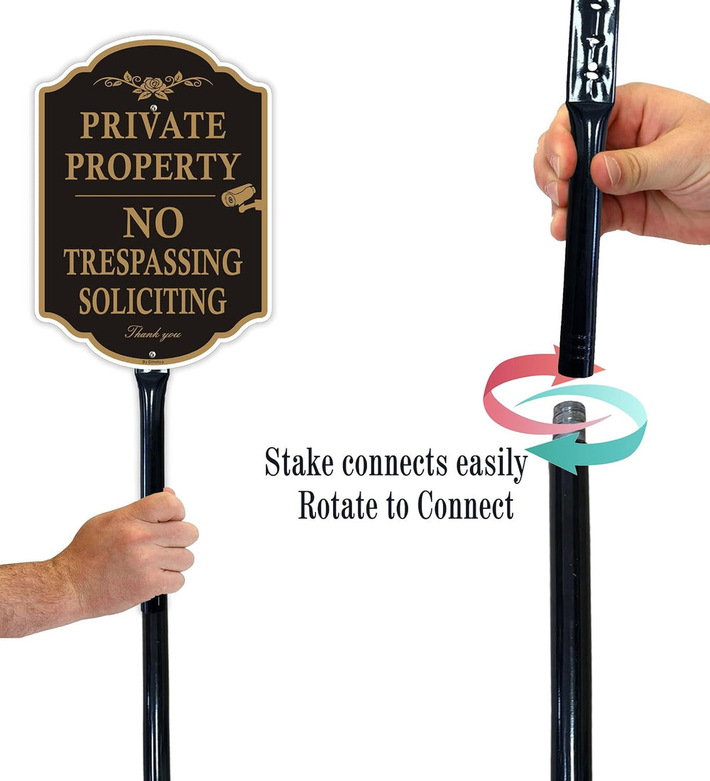 Private Property No Trespassing Signs with 36-inch Metal Stakes, 14 x 10 inch...