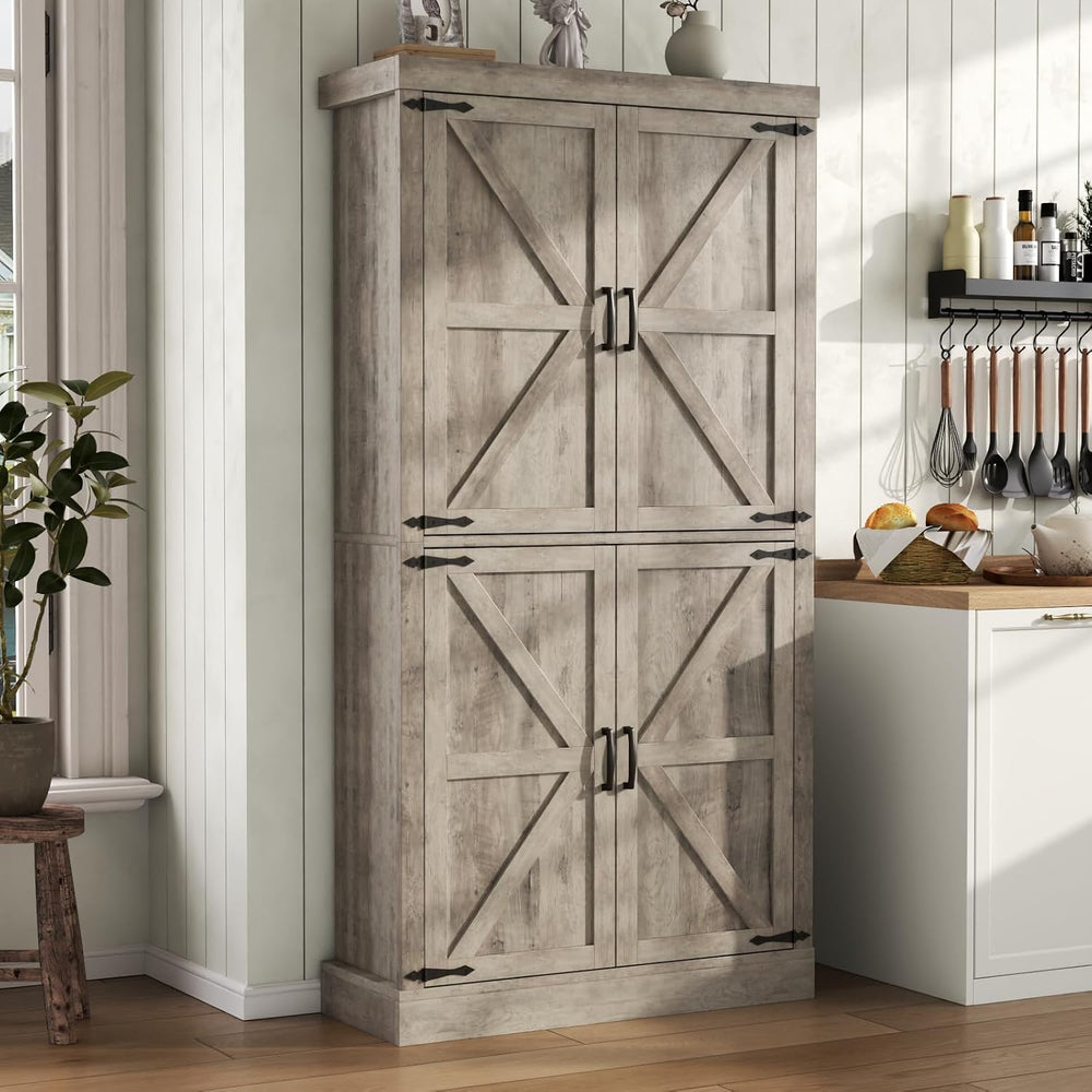 Farmhouse Kitchen Pantry Cabinet,69.1" Tall Kitchen Storage Cabinet with...