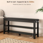 Shoe Rack Bench Seat Rubberwood 2-Tier Wooden Storage Bench 550lbs Compact Mid-Century Modern Design for Entryway, Hallway, Closet, Front Door Entrance, Foyer