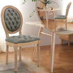 PU Leather Upholstered Dining Chairs Set of 2 French Country Round Back Kitchen Side Chairs with Nailhead Trim and Wood Legs for Dining Room, Kitchen, Restaurant(Pine Green)