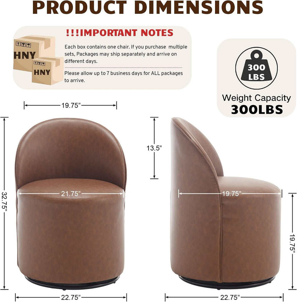 HNY Upholstered Kitchen & Dining Room Barrel Chairs Set of 2, Mid Century...