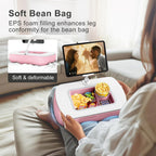 Lap Beanbag Tablet Pillow Stand with Snack Bowl and 360° Rotating Arm, Adjustable iPad Holder for Bed, Couch, and Recliner, Compatible with 4.7"-13" Kindle, iPad, Tablet, Phone,Pink