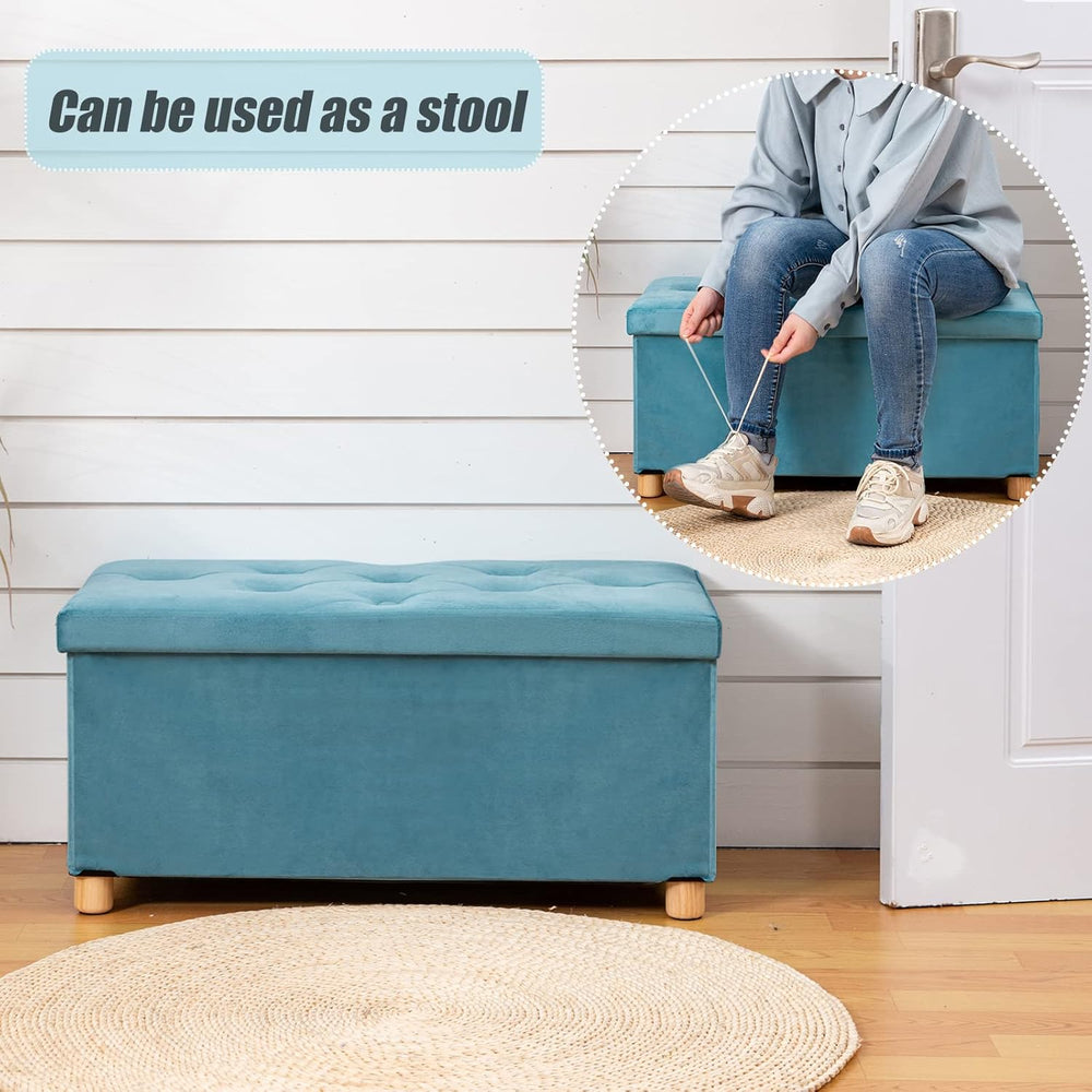 BRIAN & DANY 30 Inches Folding Storage Ottoman Bench, Ottoman with Storag...