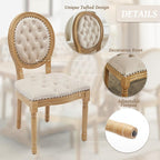 French Country Dining Chairs Set of 4,Farmhouse Upholstered Dining Room Chairs with Tufted Round Back&Solid Leg,Velvet Kitchen Side Chairs for Kitchen/Bedroom/Dining Room,Beige