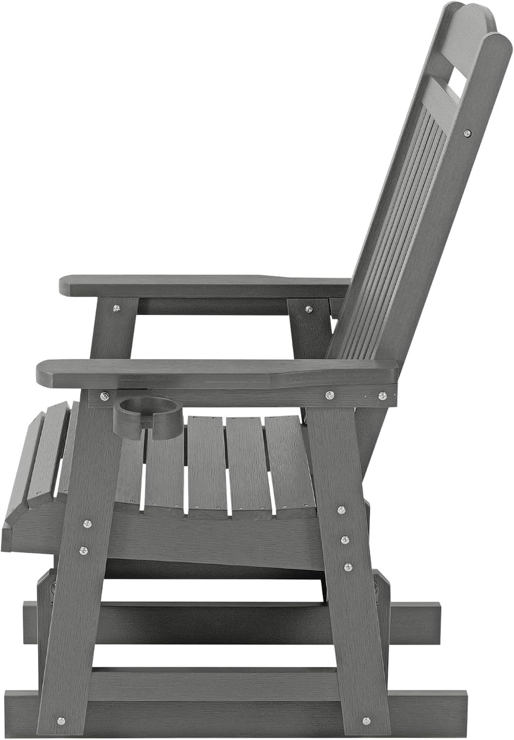 Poly Lumber Patio Glider for One Person, with Cup Holders, High Backrest and ...